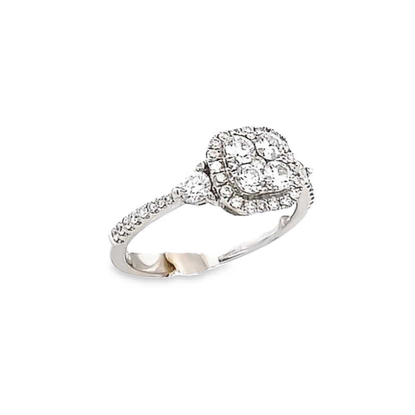 14K Diamond Multiple Round Cut Diamonds White Gold Engagement Ring