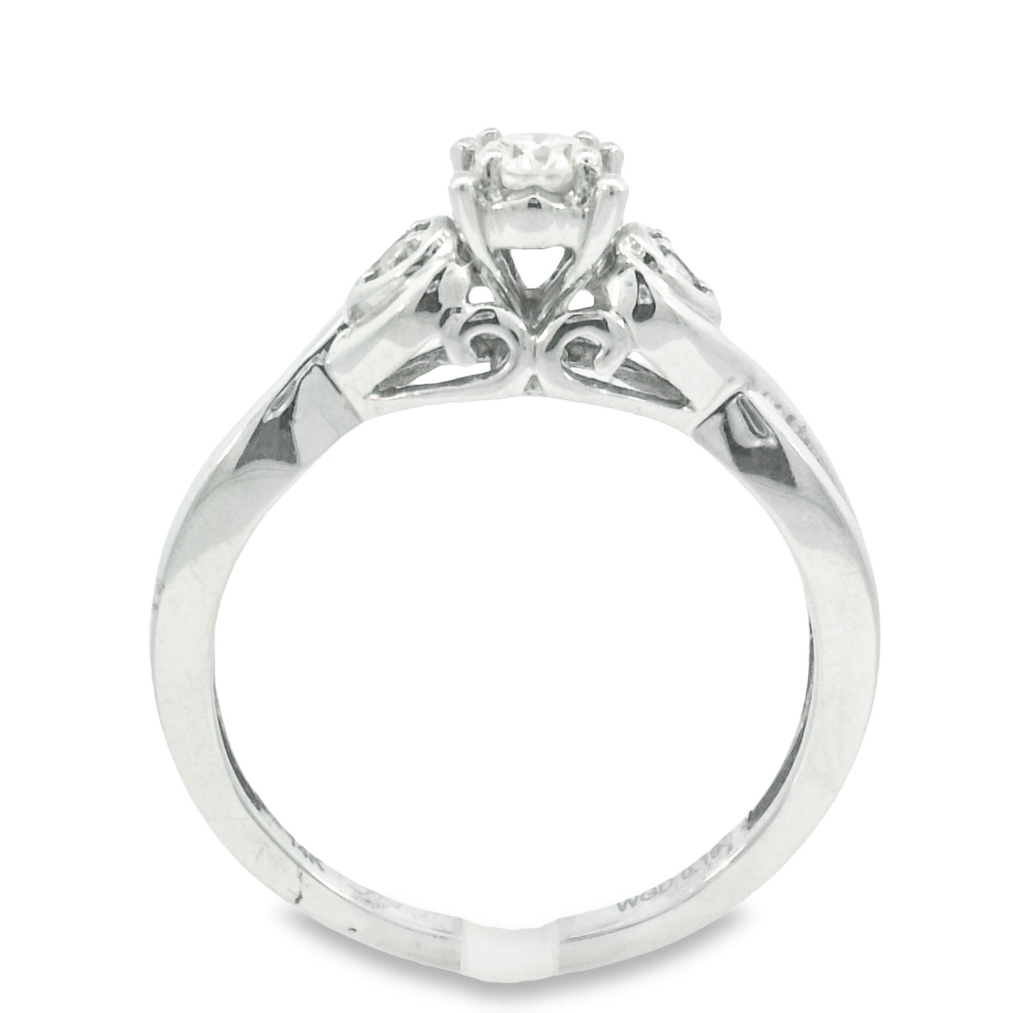 14k Three Diamond Twist White Gold Engagement Ring | Luby Diamond Collection | Luby 