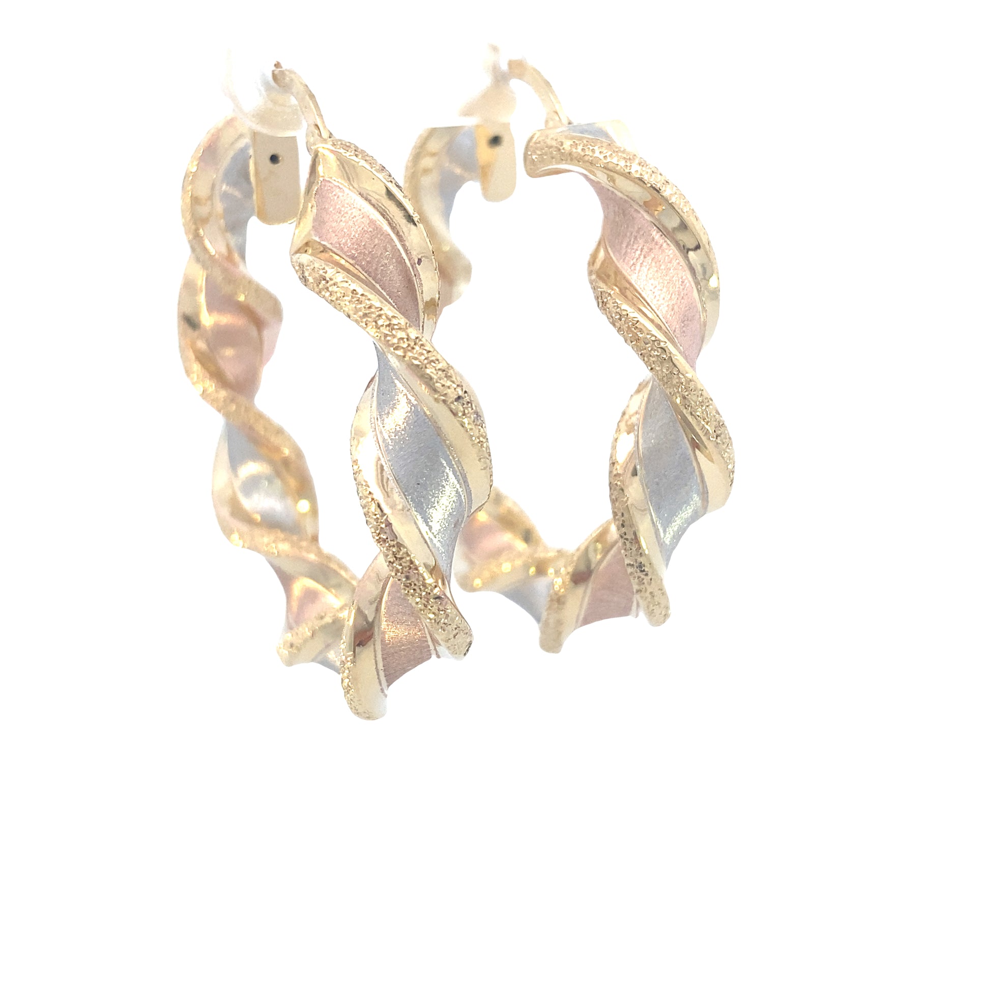 14K Gold 3/C Twist Bold Hoops | Luby Gold Collection | Luby 