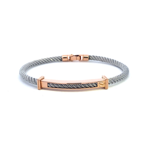Natural steel Bracelet with 18K Gold and white diamonds | BORSARI | Luby 