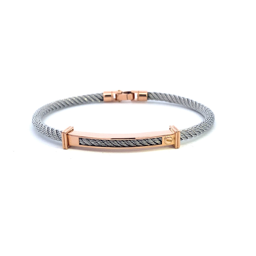Natural steel Bracelet with 18K Gold and white diamonds