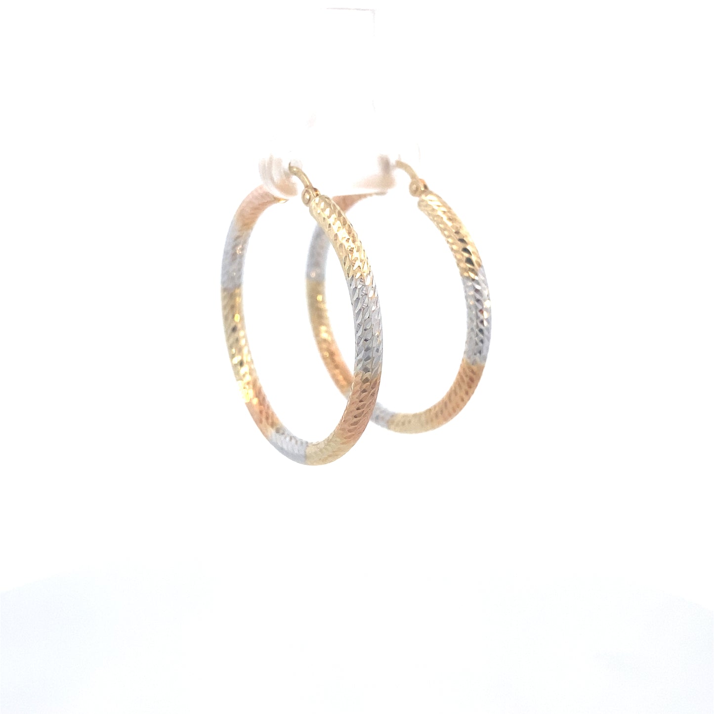 14K Medium Tri-Color Gold Hoops | Luby Gold Collection | Luby 