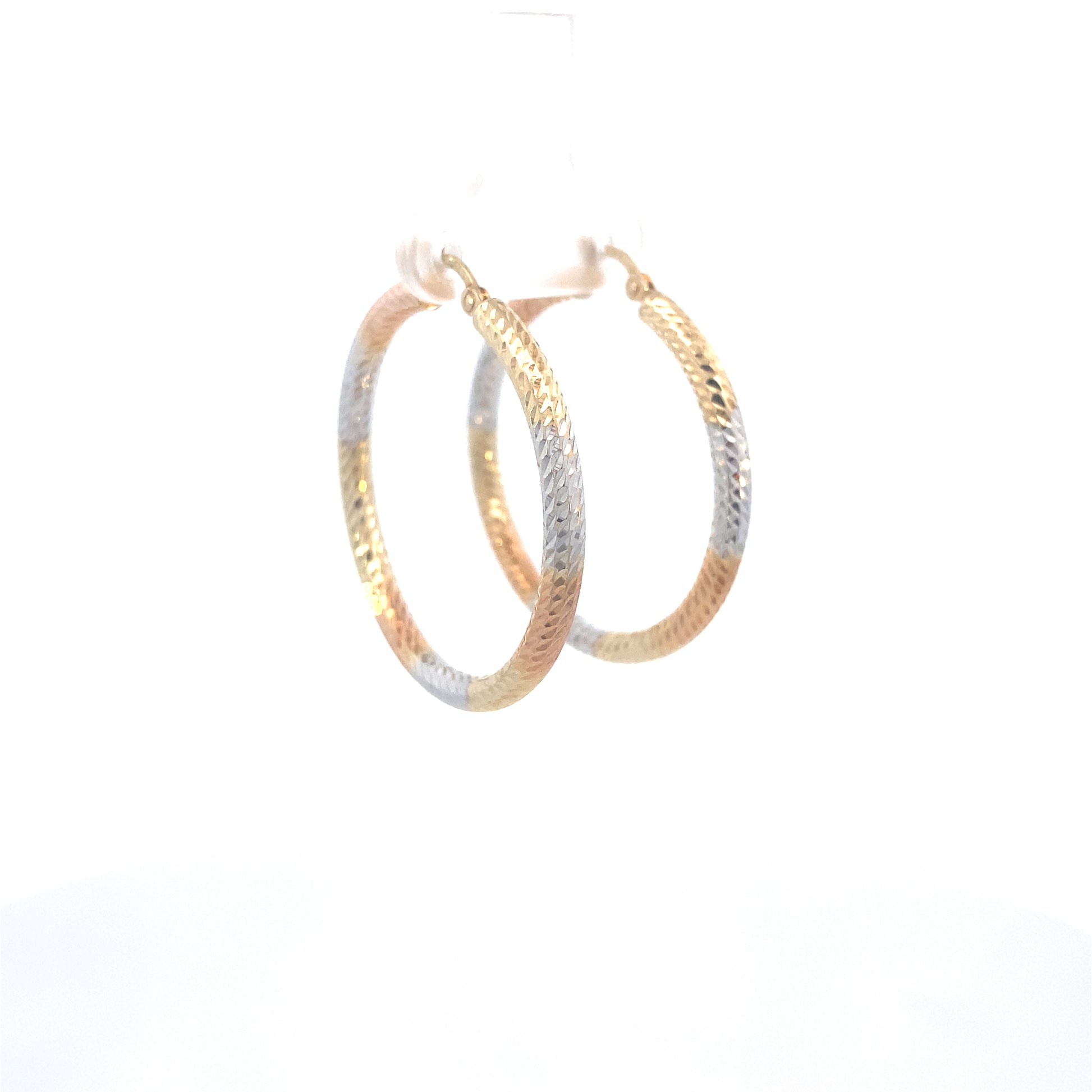 14K Medium Tri-Color Gold Hoops | Luby Gold Collection | Luby 