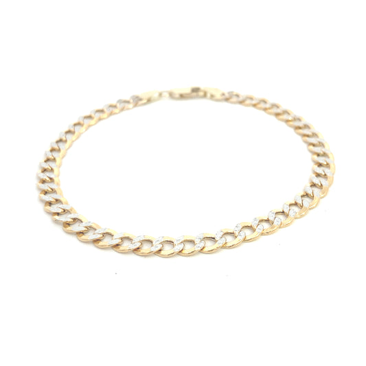 14K Gold Cuban Curb White Pave Bracelet | Luby Gold Collection | Luby 