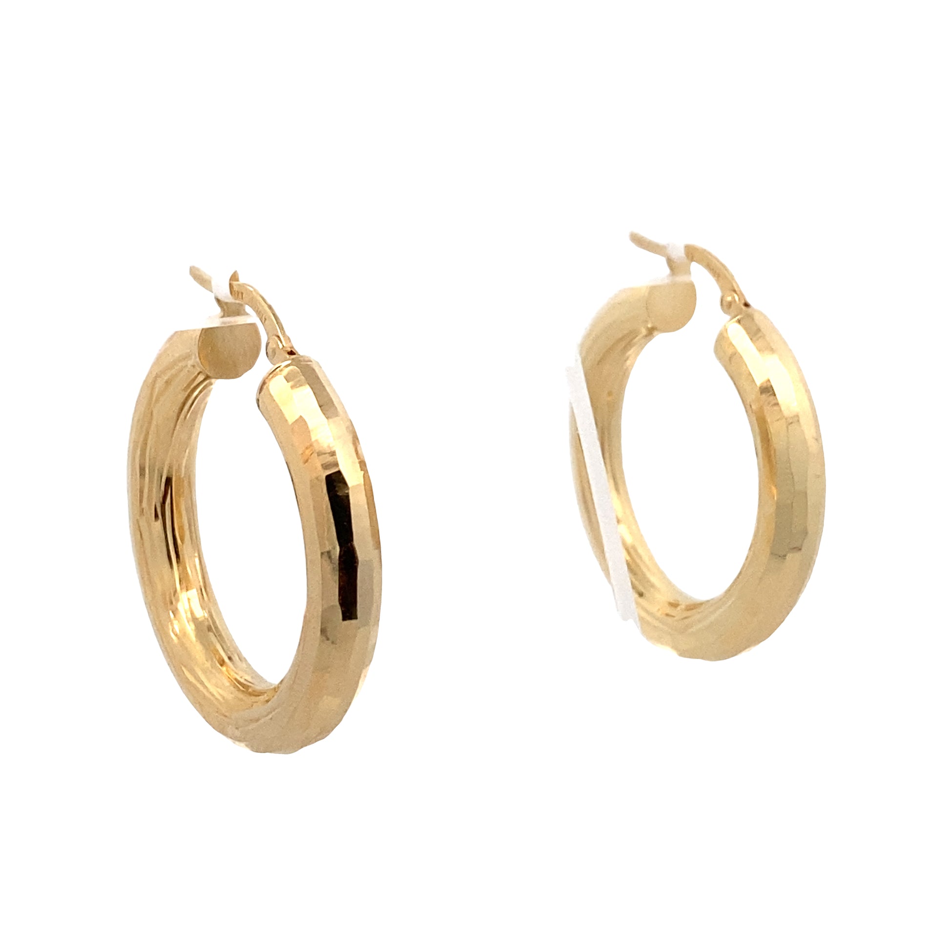 14K Gold Faceted Bold Hoops Earrings | Luby Gold Collection | Luby 