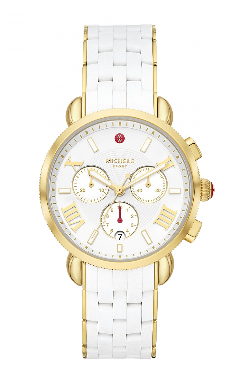 Sporty Sport Sail White and Gold-Tone Silicone-Wrapped Watch | Michele | Luby 