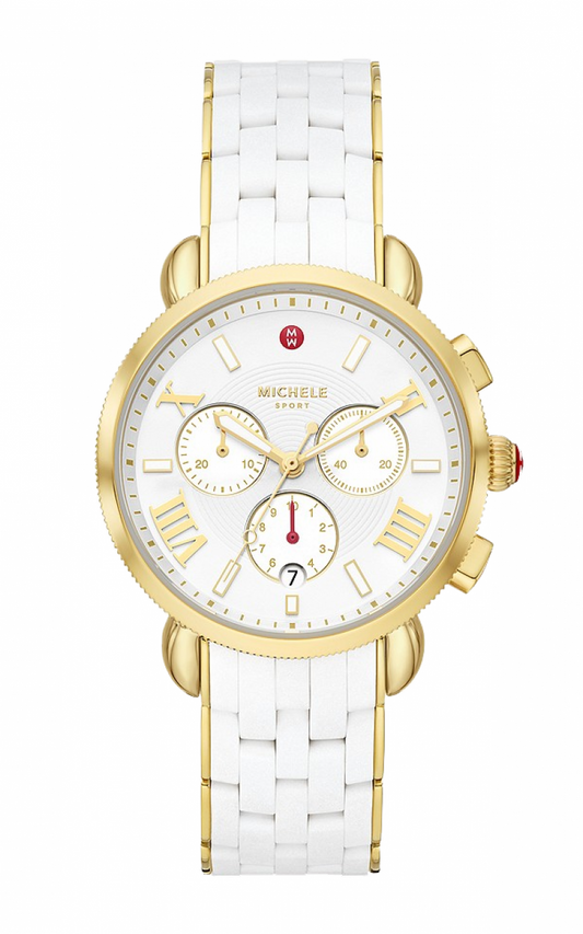 Sporty Sport Sail White and Gold-Tone Silicone-Wrapped Watch | Michele | Luby 