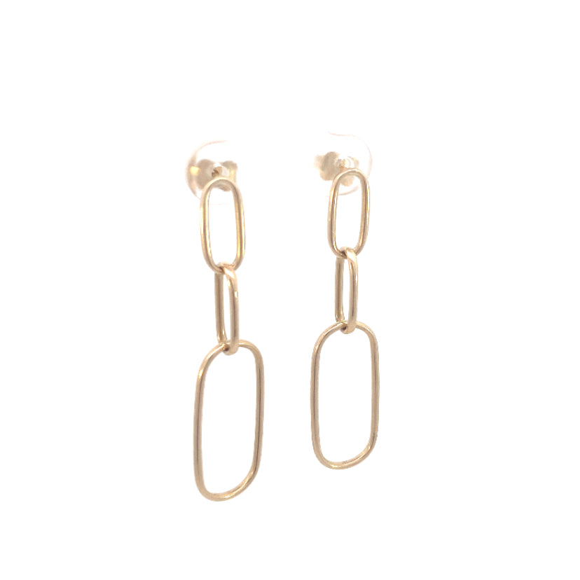 14k Gold Long Paper Clip Earrings