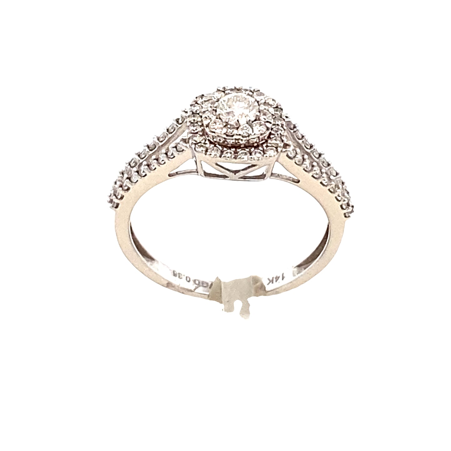 14k Diamond Split Band Round Cut White Gold Engagement Ring | Luby Diamond Collection | Luby 