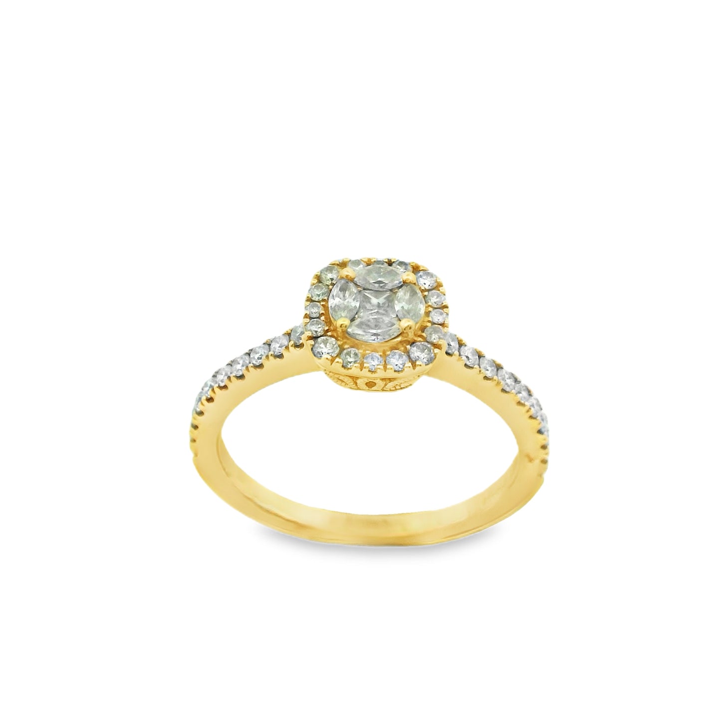 Zeghani Gold Halo Engagement Ring | Zeghani | Luby 