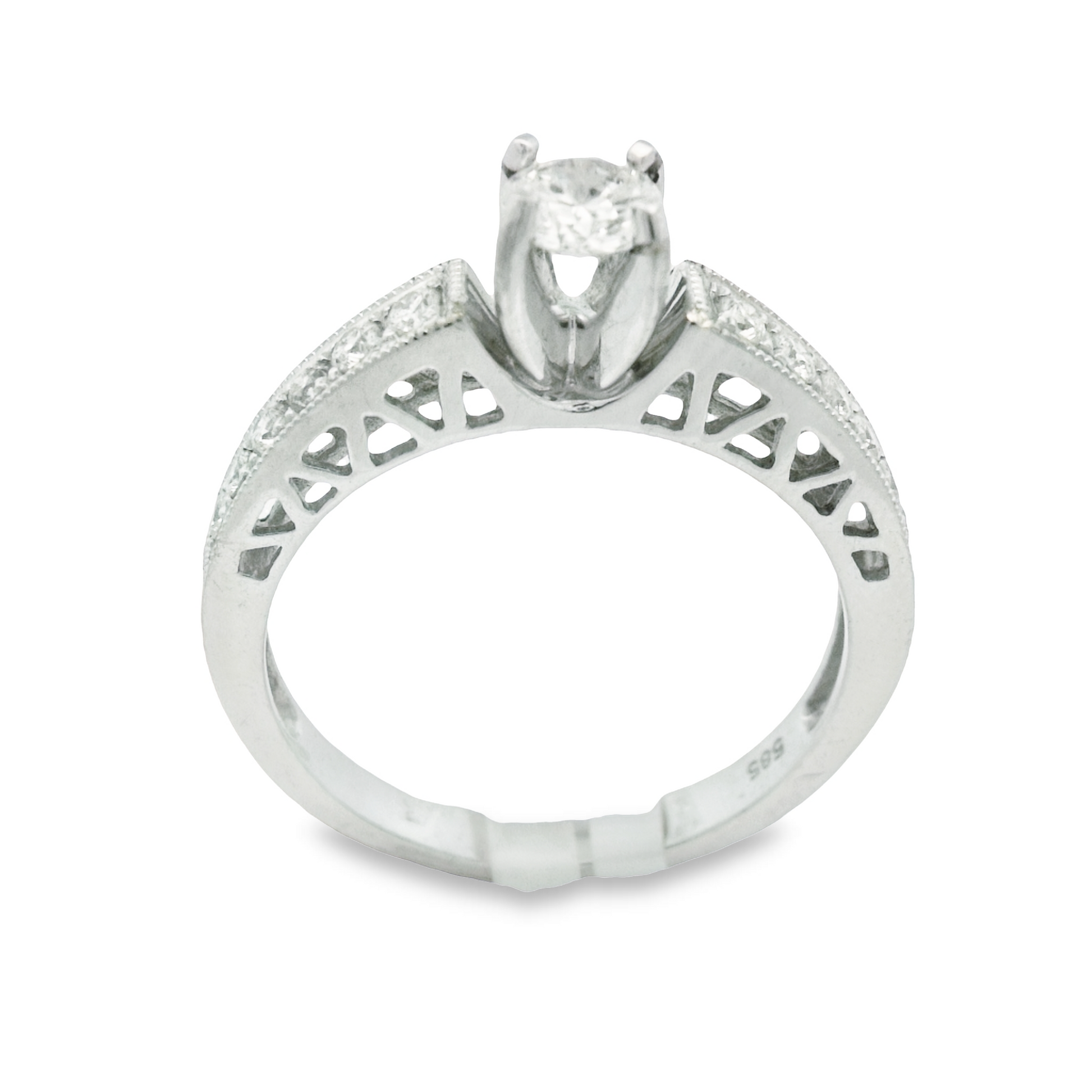 14K Diamond High Single Prong Set Engagement Band Set | Luby Diamond Collection | Luby 