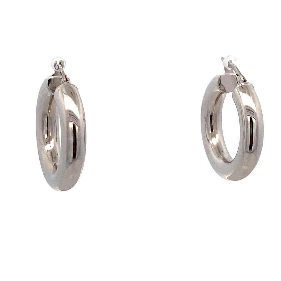 14K White Gold Bold Hoops Earrings