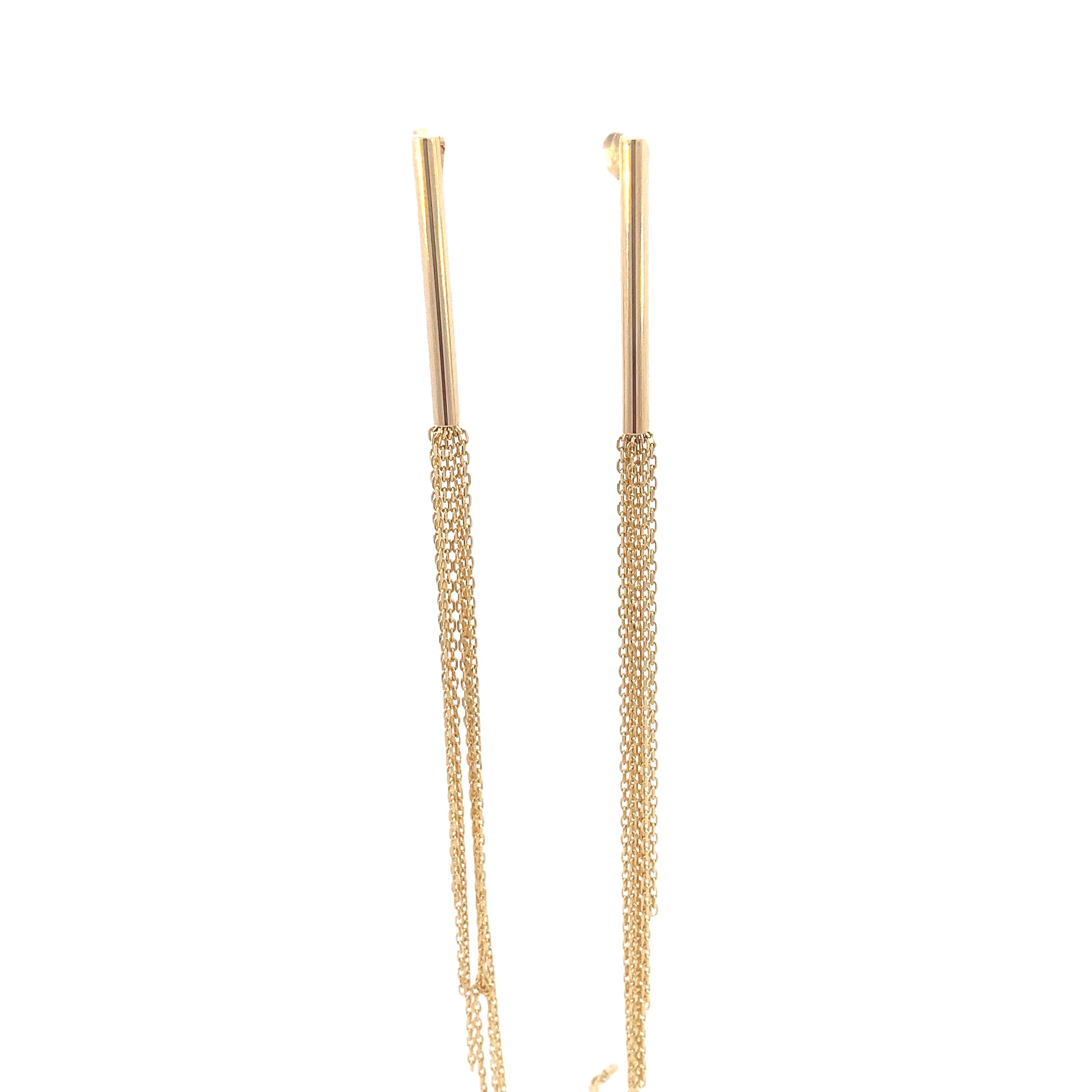 14K Gold Long Multi Chain Earrings | Luby Gold Collection | Luby 