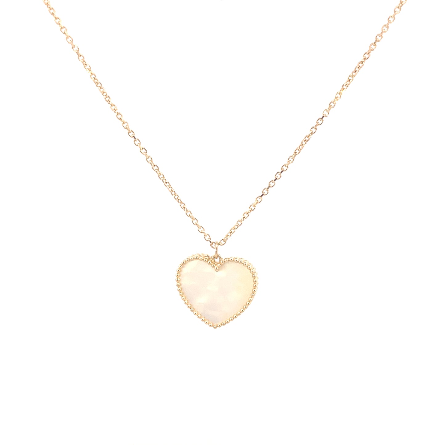 14K Gold Heart Necklace with Mother Pearl Shaped | Luby Gold Collection | Luby 