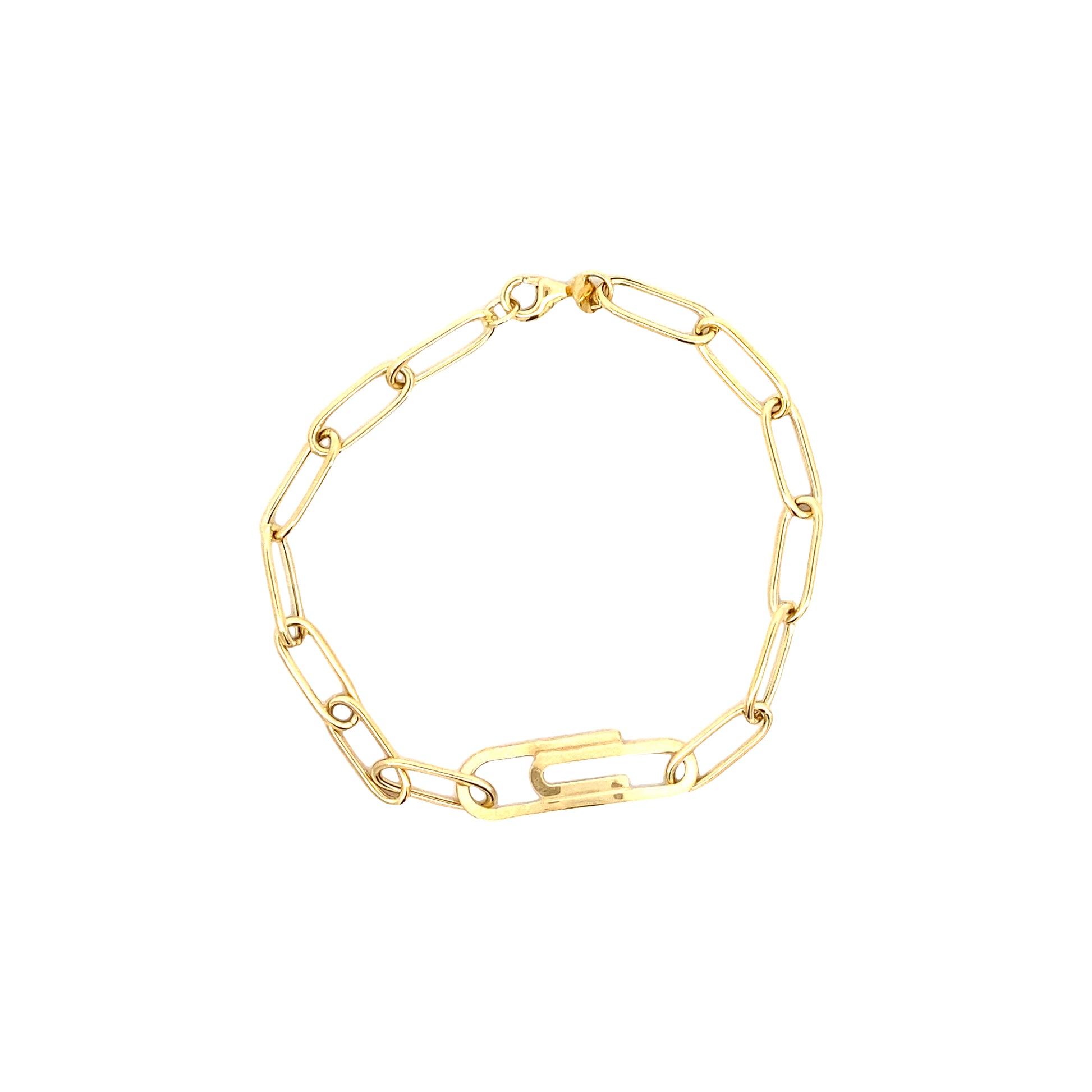 14k Gold Paper Clip Link Bracelet | Luby Gold Collection | Luby 