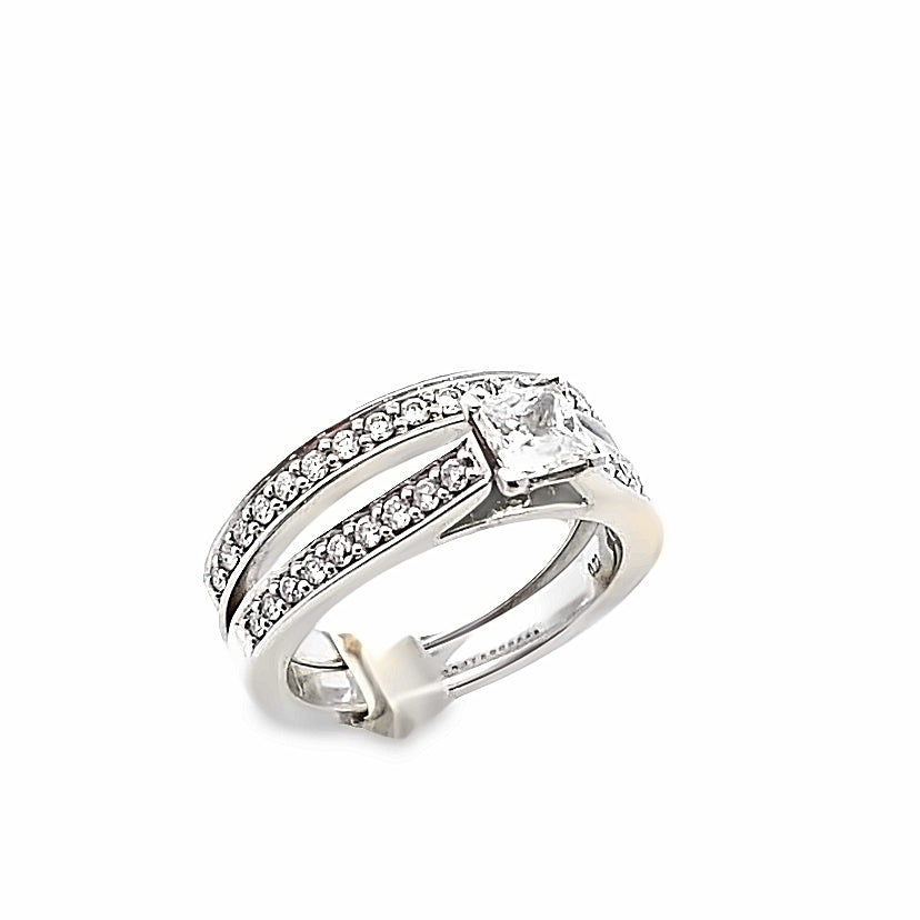 14k Diamond Princess Cut Center Stone White Gold Wedding Set | Luby Diamond Collection | Luby 