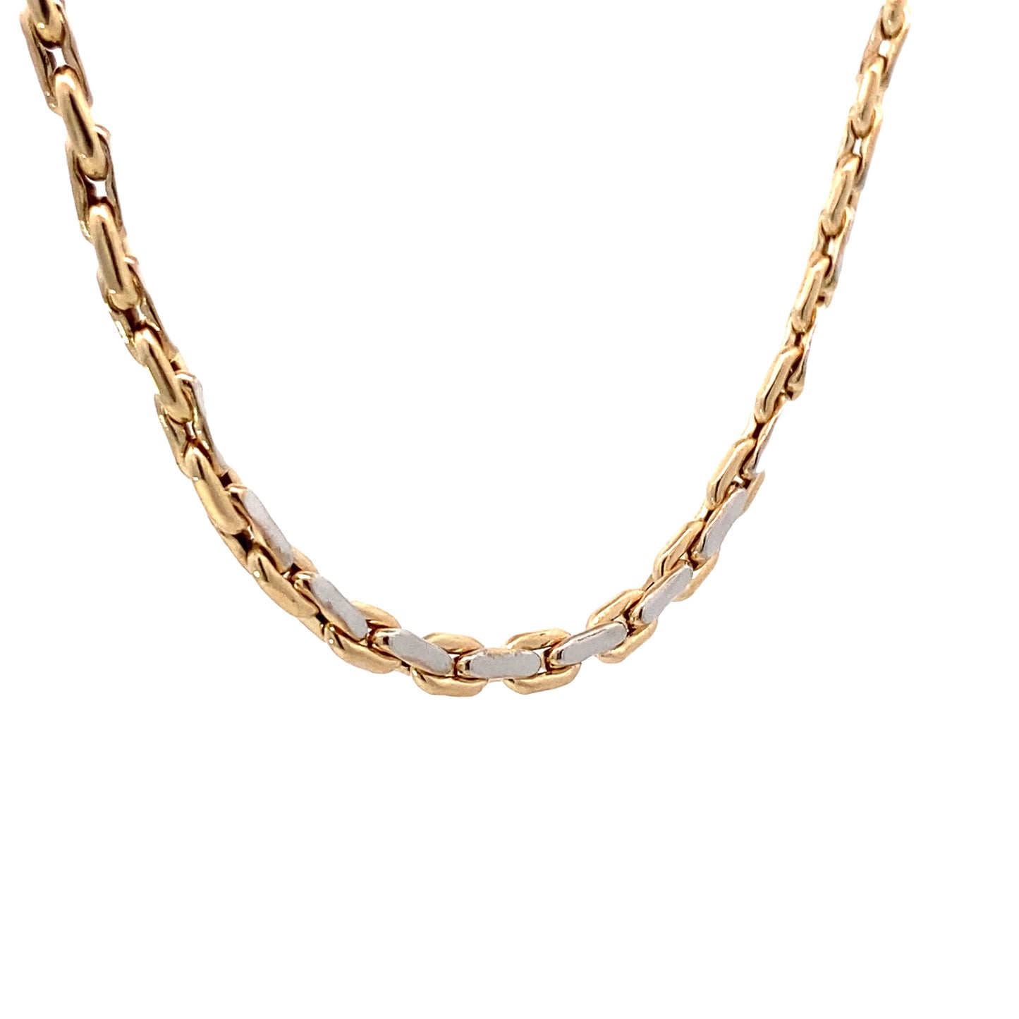 14K Gold 2-tone Double Link Flat Chain | Luby Gold Collection | Luby 