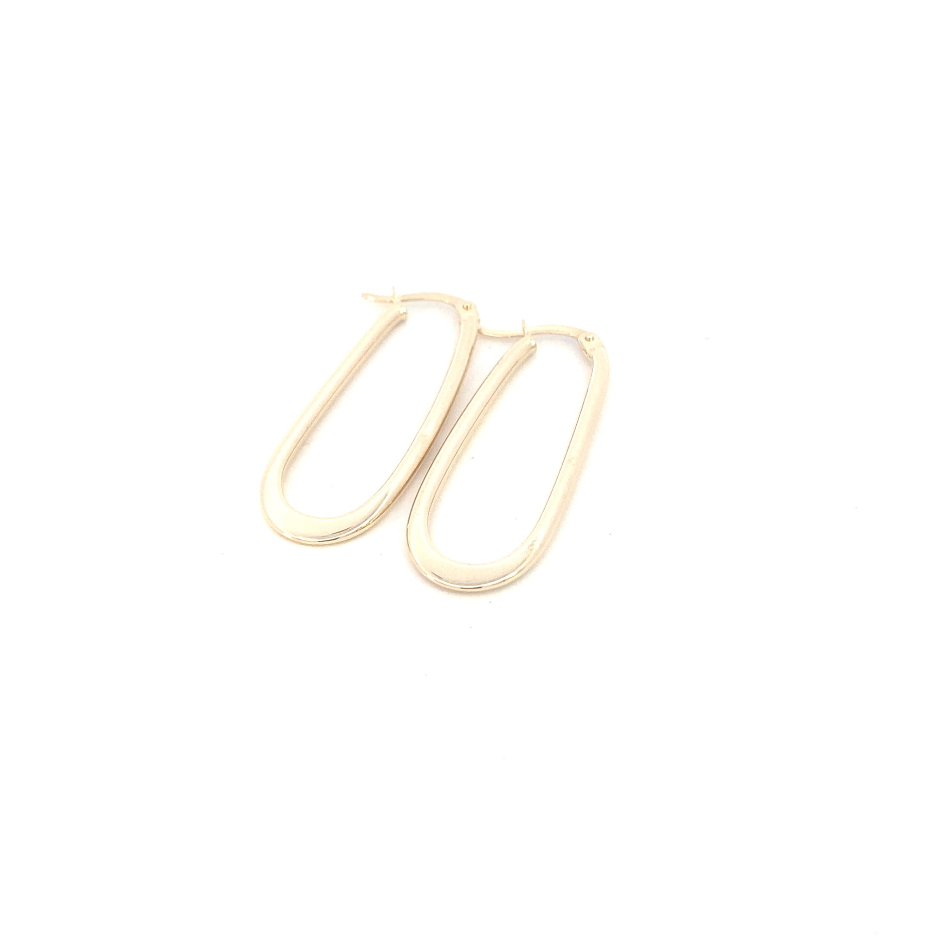 14K Gold Long Oval Earrings Hoops | Luby Gold Collection | Luby 