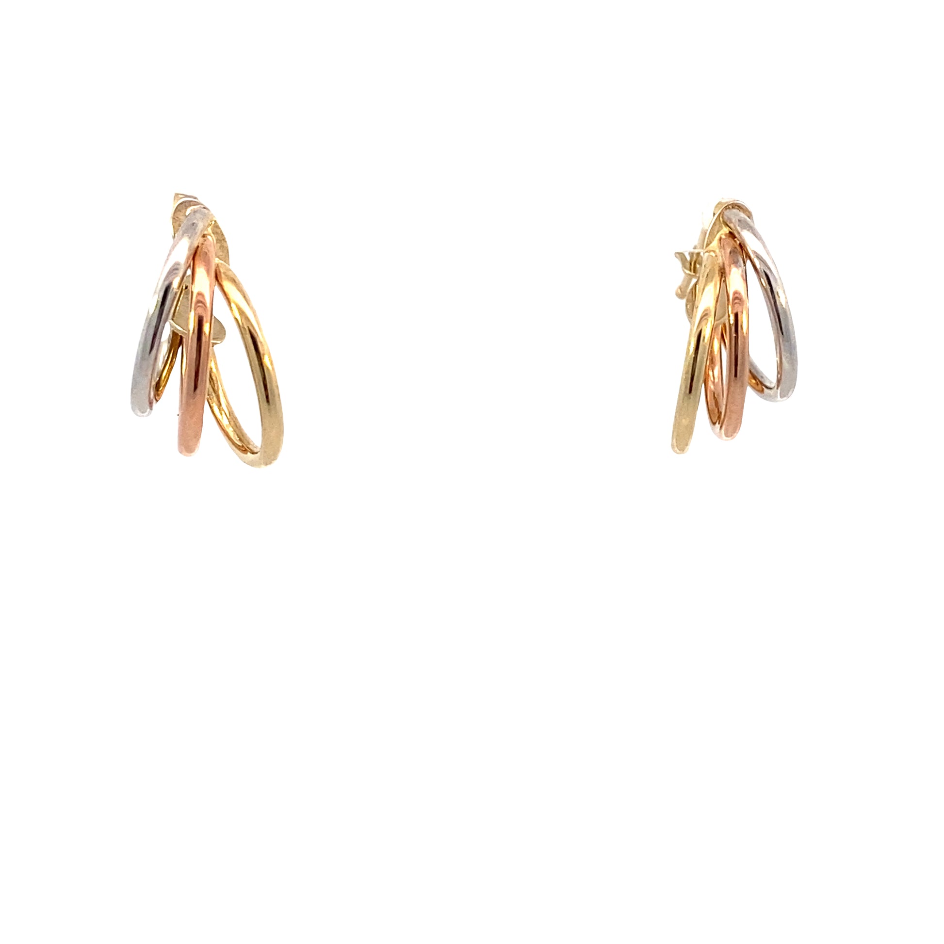 14K Gold 3-Color Line Earrings | Luby Gold Collection | Luby 