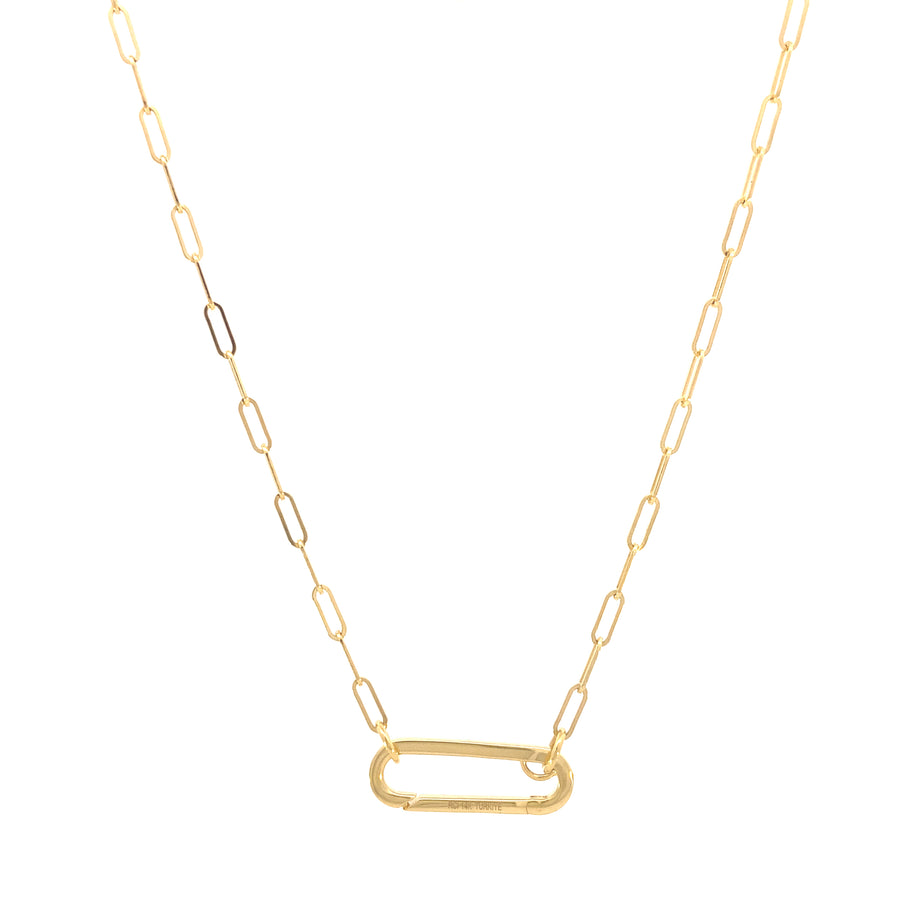 14K Gold Elongated Paperclip Necklace