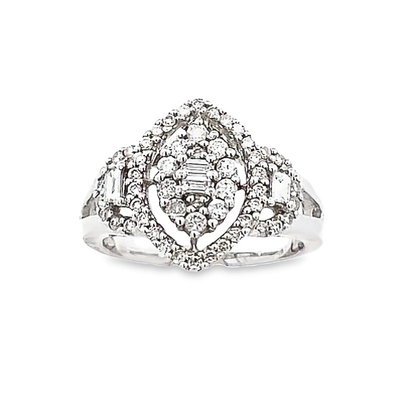 14K Diamond Marquise-Shaped White Gold Engagement Ring | Luby Diamond Collection | Luby 