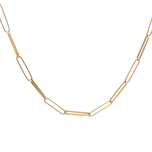 14G Gold Slim Paper Clip Necklace | Luby Gold Collection | Luby 