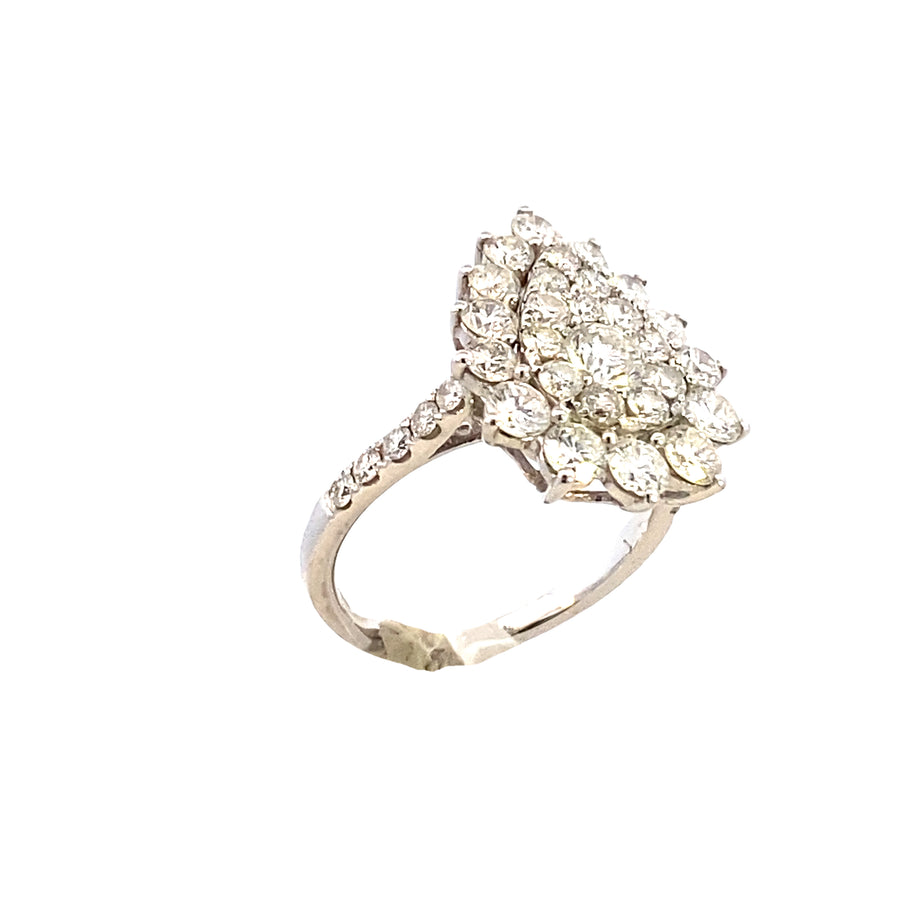 14k Diamond Vintage Pear-Shaped White Gold Engagement Ring
