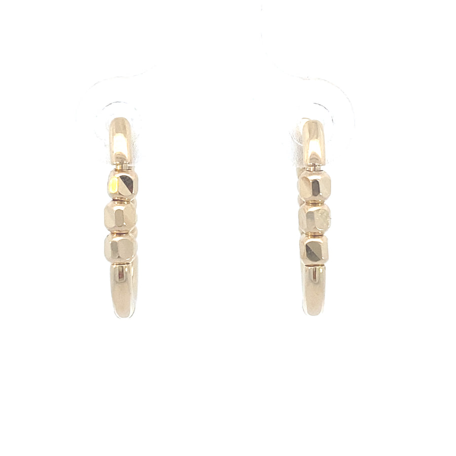 14K Gold Twist and Dots Hoops Earrings
