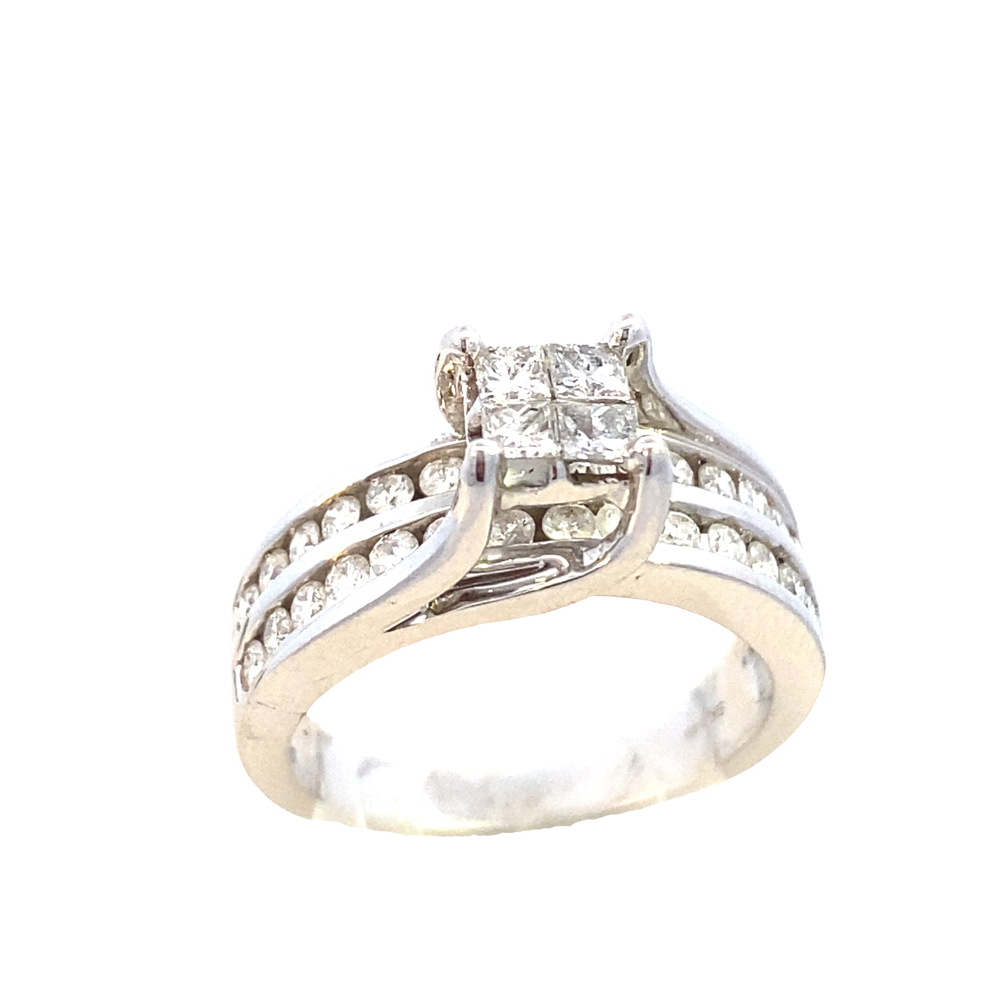 14k Diamond Square-Shaped Princess Cut Center Stones White Gold Engagement Ring | Luby Diamond Collection | Luby 