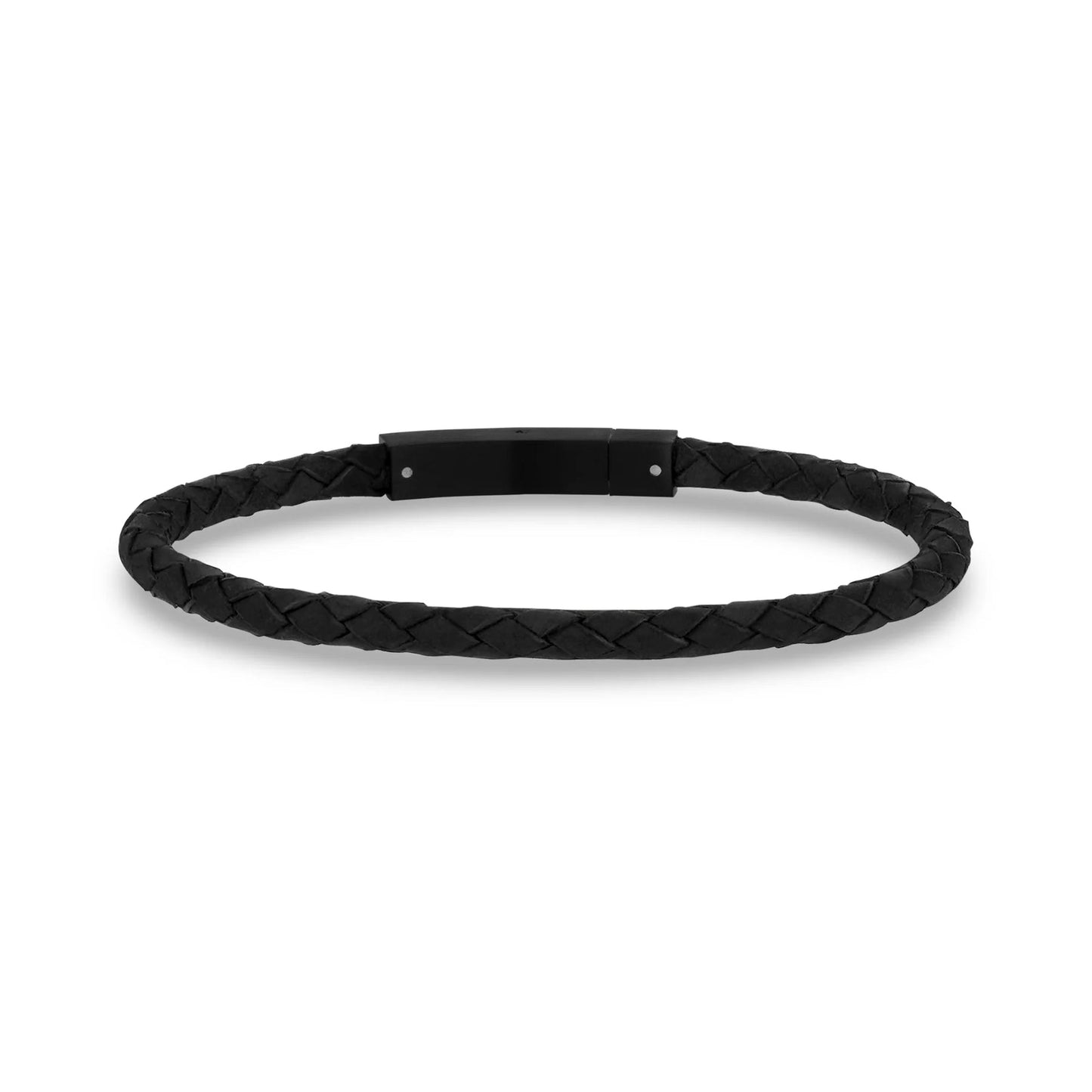 4MM Black Leather Black Clasp Bracelet 8" (Copy) | ARZ Steel | Luby 