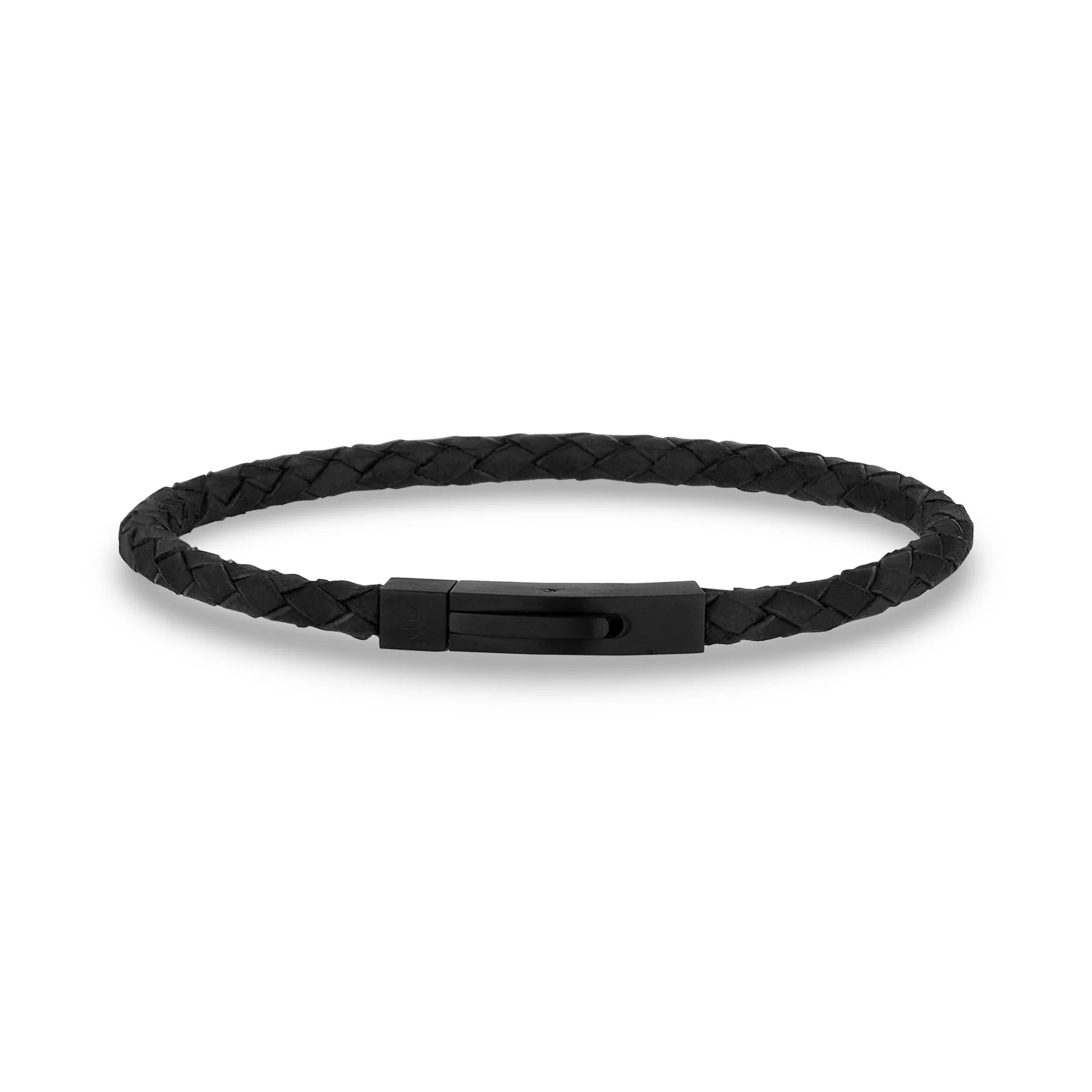 4MM Black Leather Black Clasp Bracelet 8" (Copy) | ARZ Steel | Luby 