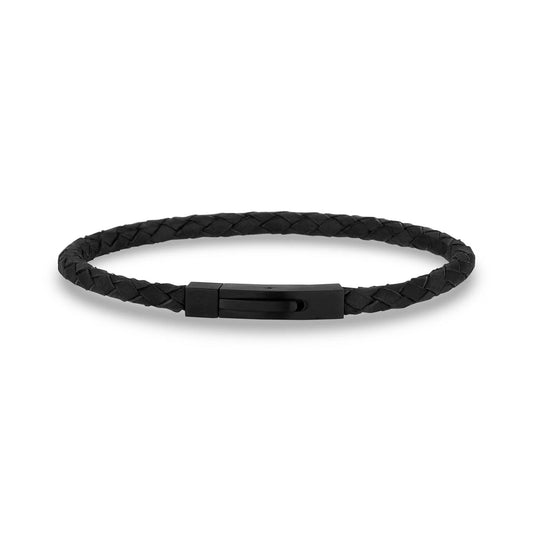 4MM Black Leather Black Clasp Bracelet 8" (Copy) | ARZ Steel | Luby 