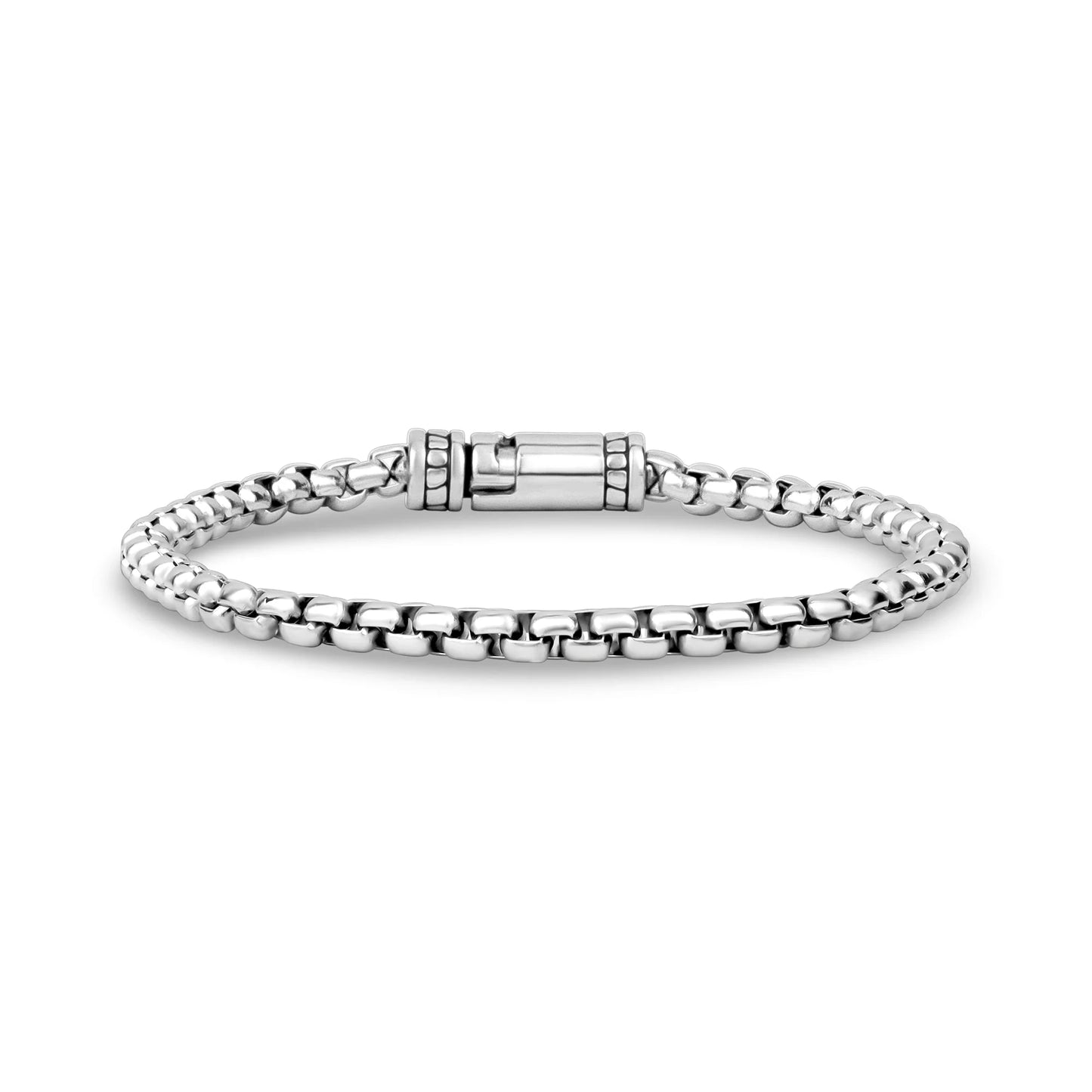 DETAILED CLASP ROUND BOX LINK BRACELET (4MM)