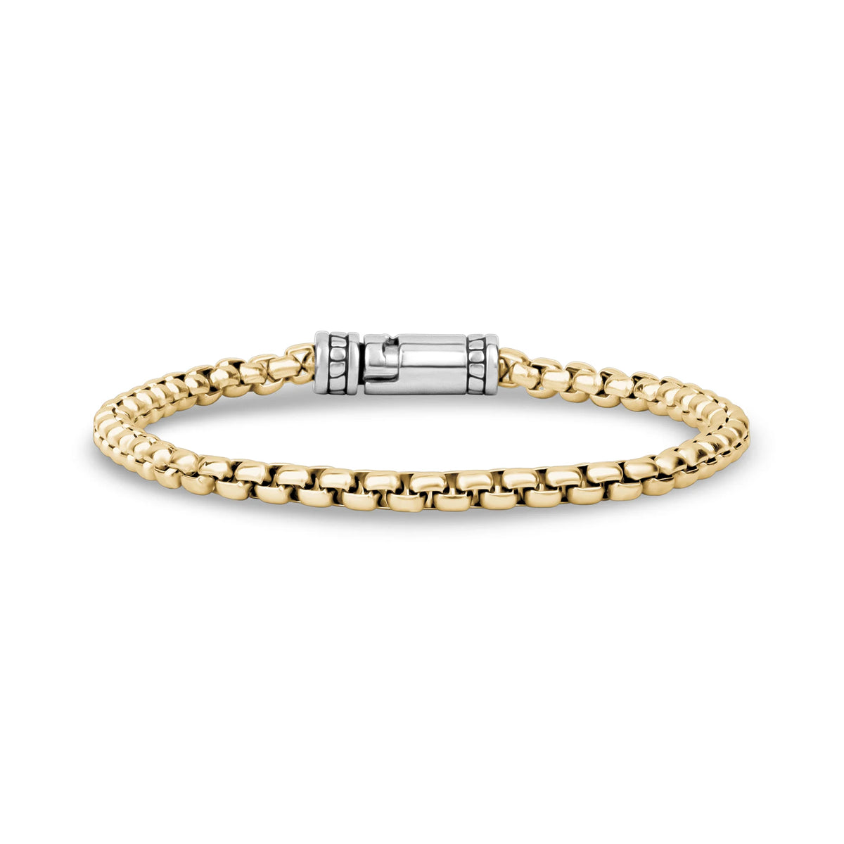 DETAILED CLASP ROUND BOX LINK BRACELET (4MM) | ARZ Steel | Luby 