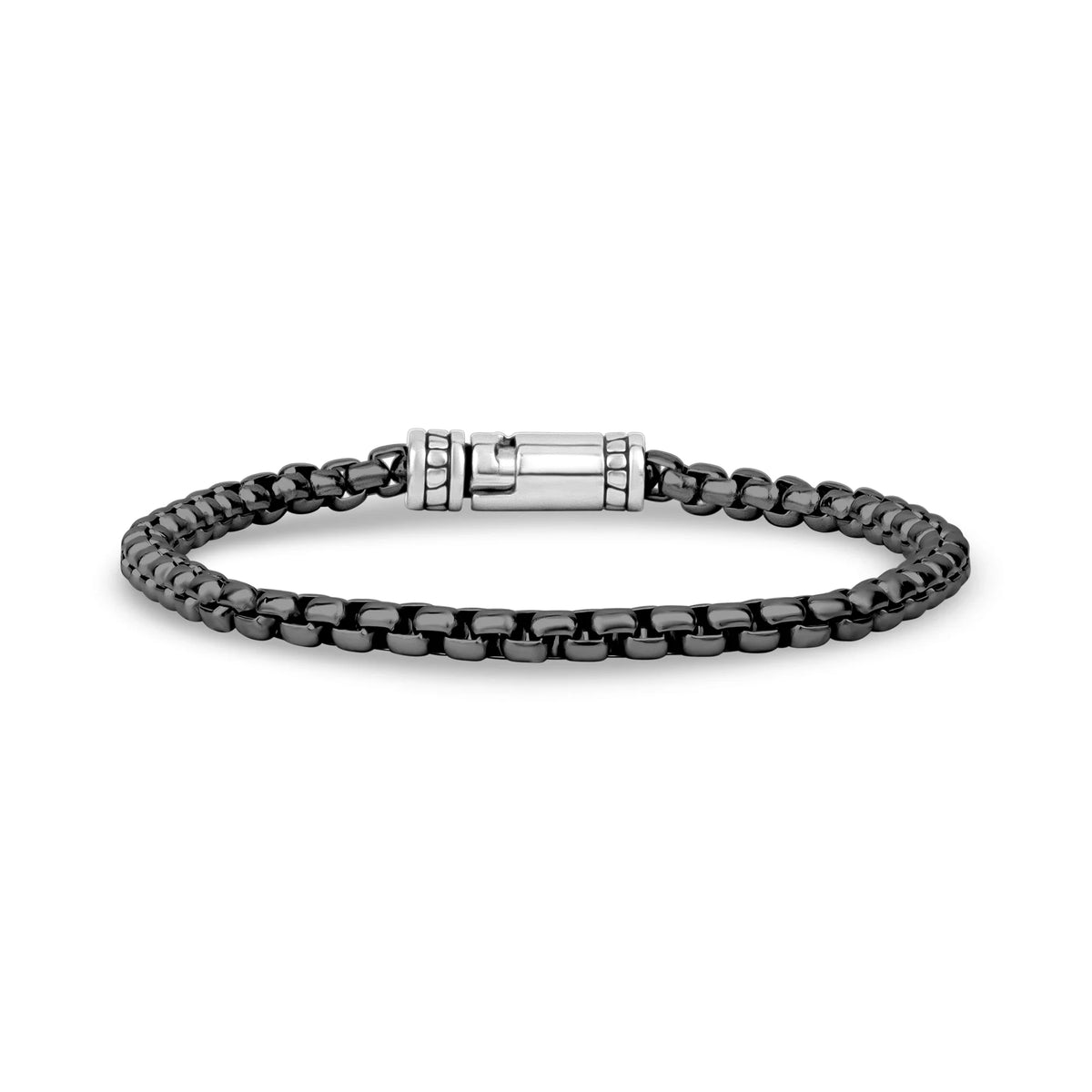 DETAILED CLASP ROUND BOX LINK BRACELET (4MM) | ARZ Steel | Luby 