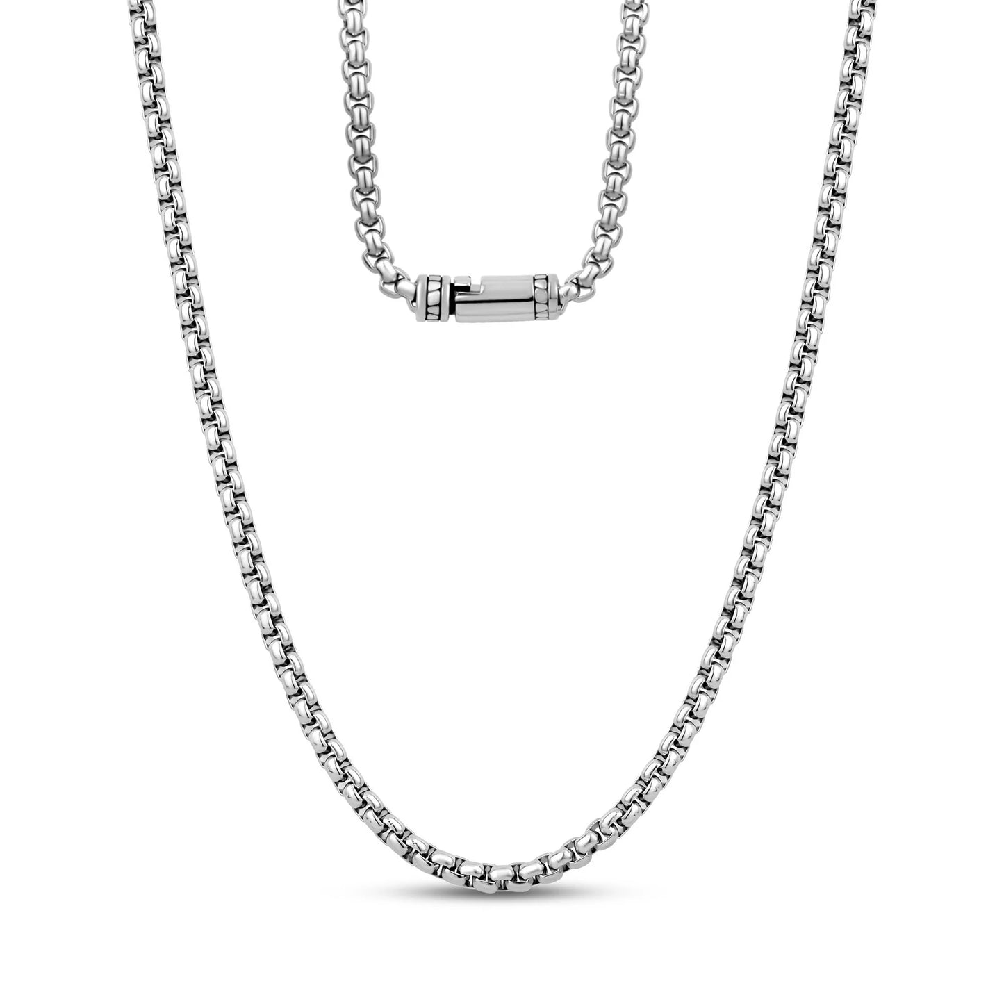 DETAILED CLASP ROUND BOX CHAIN (4MM)