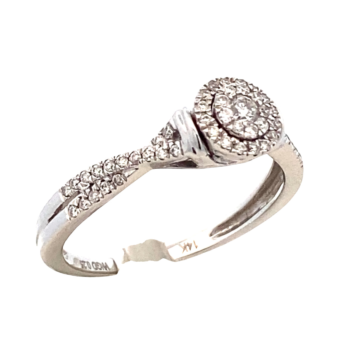 14k Diamond Round-Shaped Twist White Gold Engagement Rings | Luby Diamond Collection | Luby 