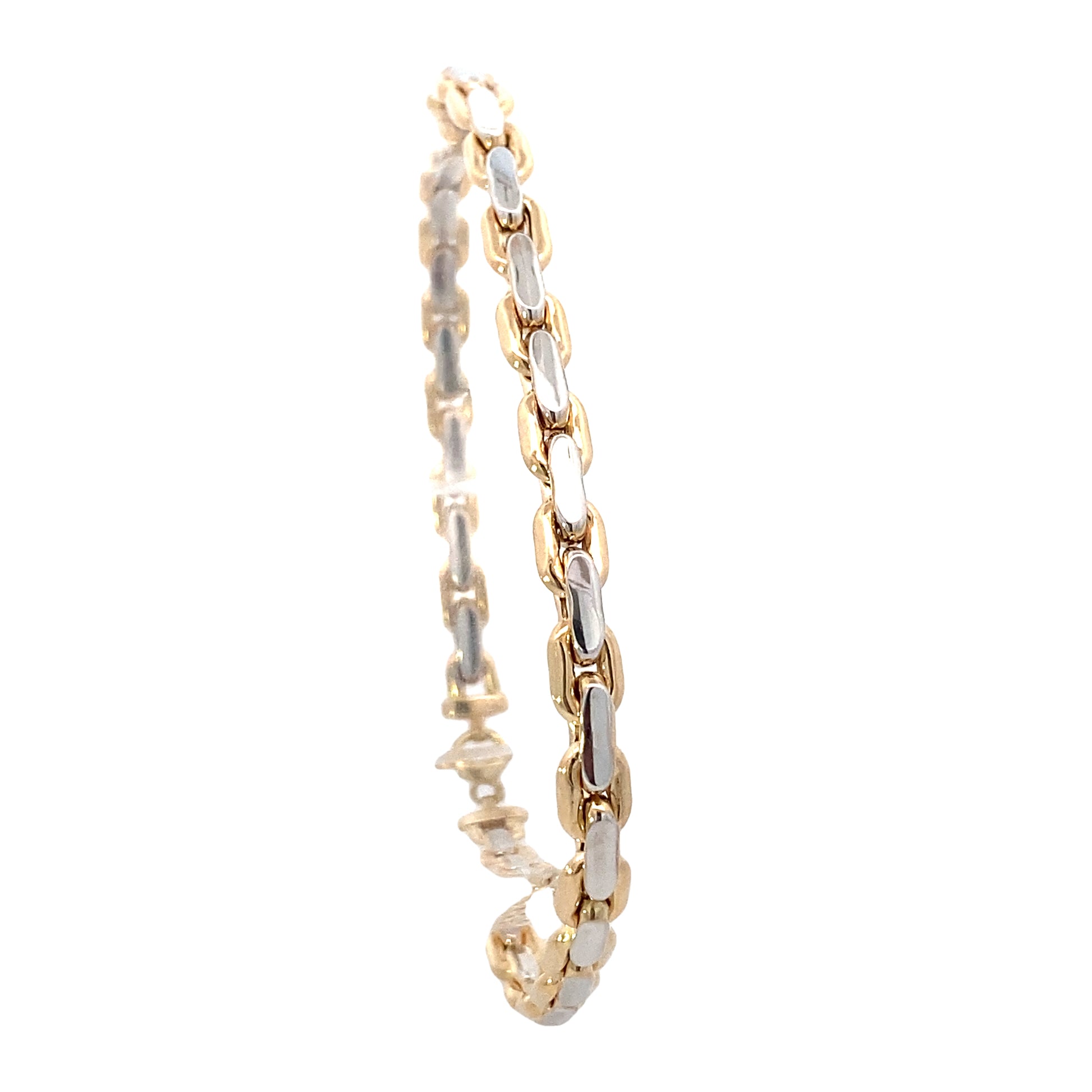 14K Gold Flat Link 2-tones Bracelet | Luby Gold Collection | Luby 