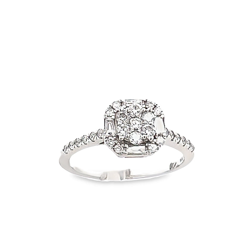 14K DIAMOND Ascher-Shaped Multi-Cut Diamonds White Gold Engagement Ring | Luby Diamond Collection | Luby 