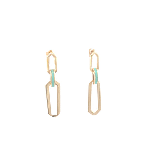 14K Gold Links Earrings with Blue Enamel | Luby Gold Collection | Luby 