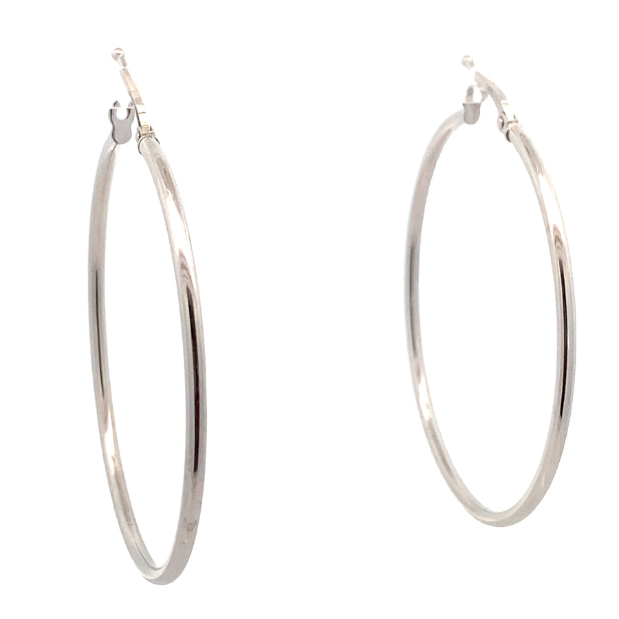 14K White Gold Hoops Earrings