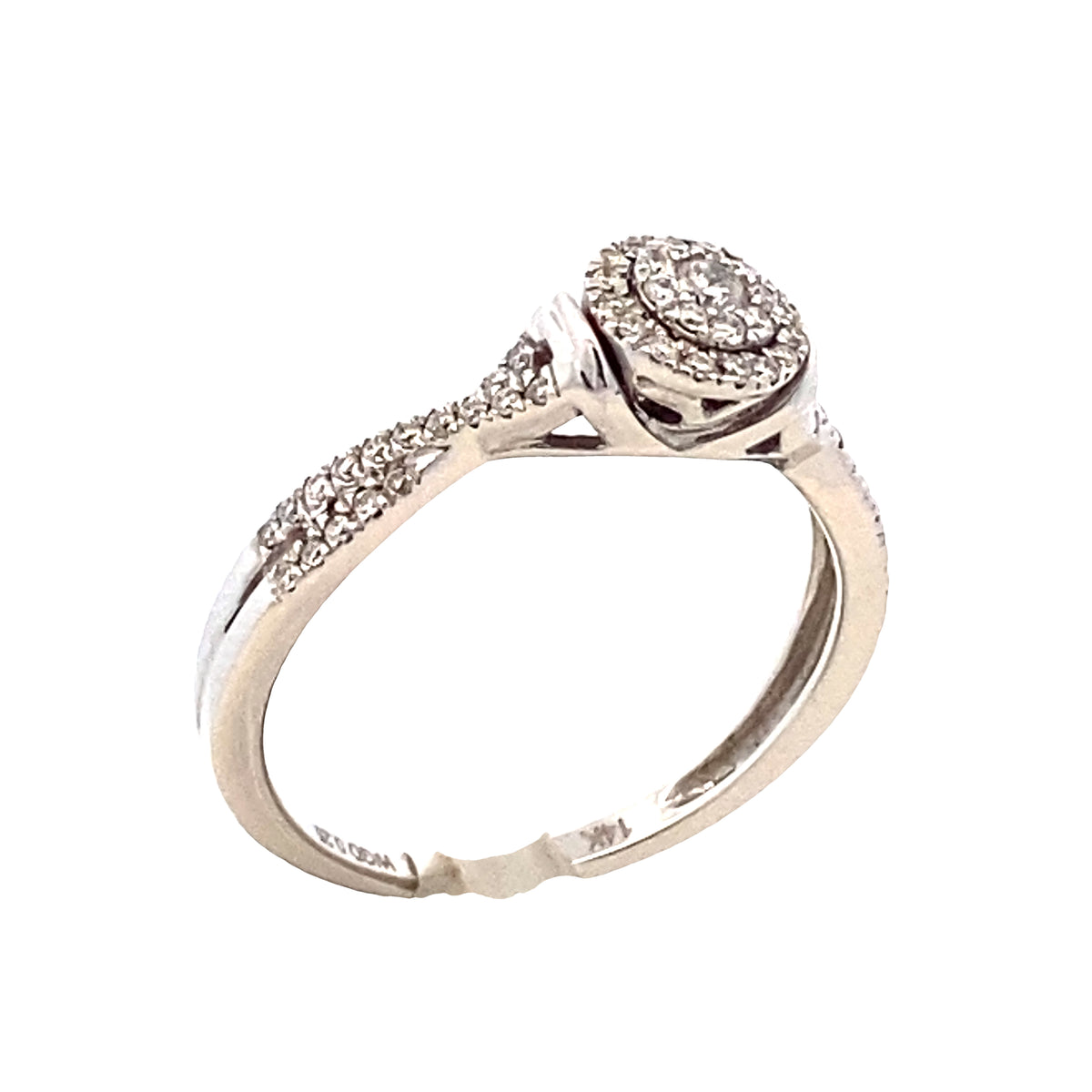 14k Diamond Round-Shaped Twist White Gold Engagement Rings | Luby Diamond Collection | Luby 