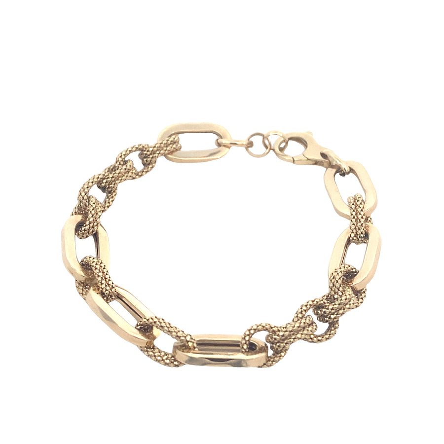14K Gold Double Link Paper Clip Bracelet