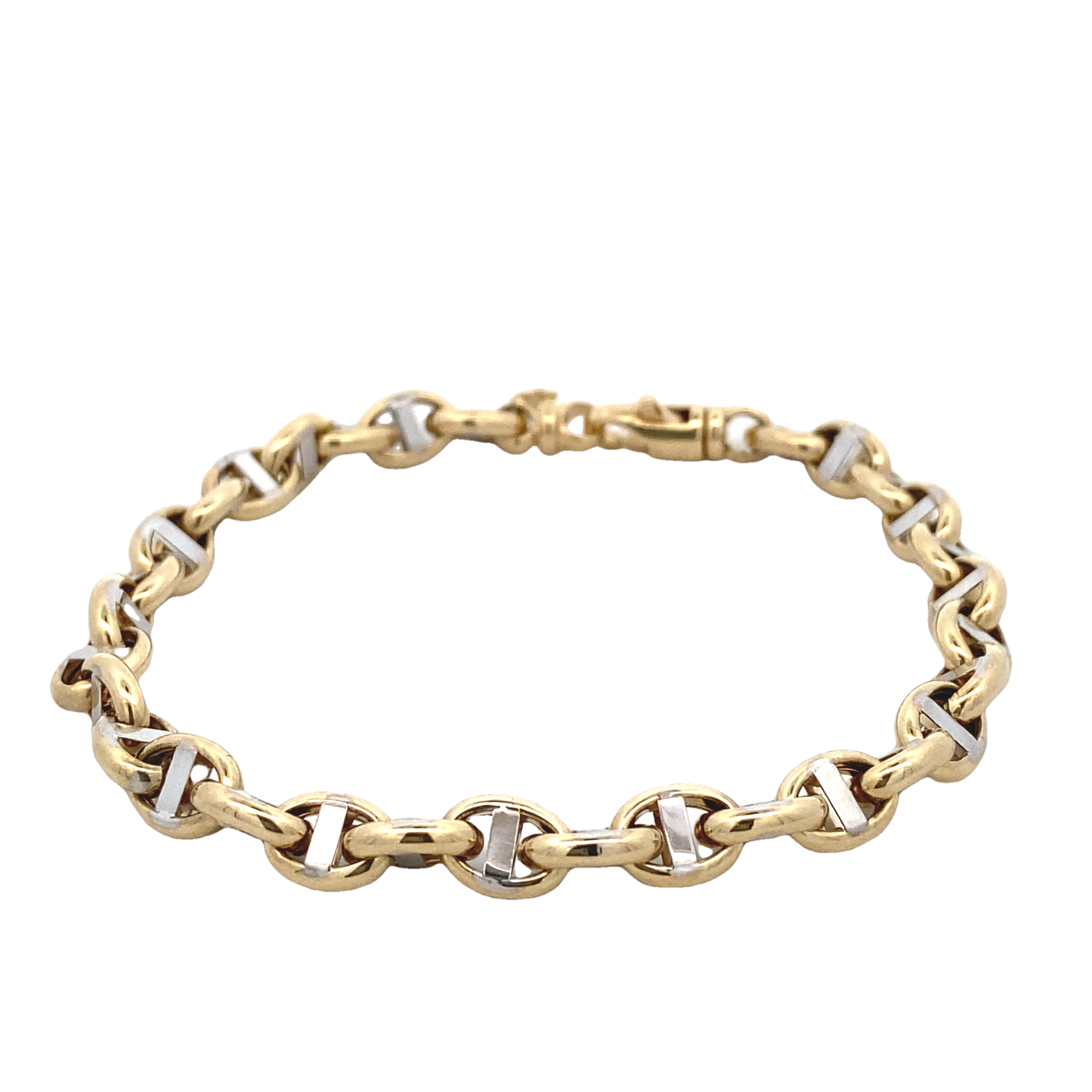 14K Gold two Tone Coffe Bean Link Necklace