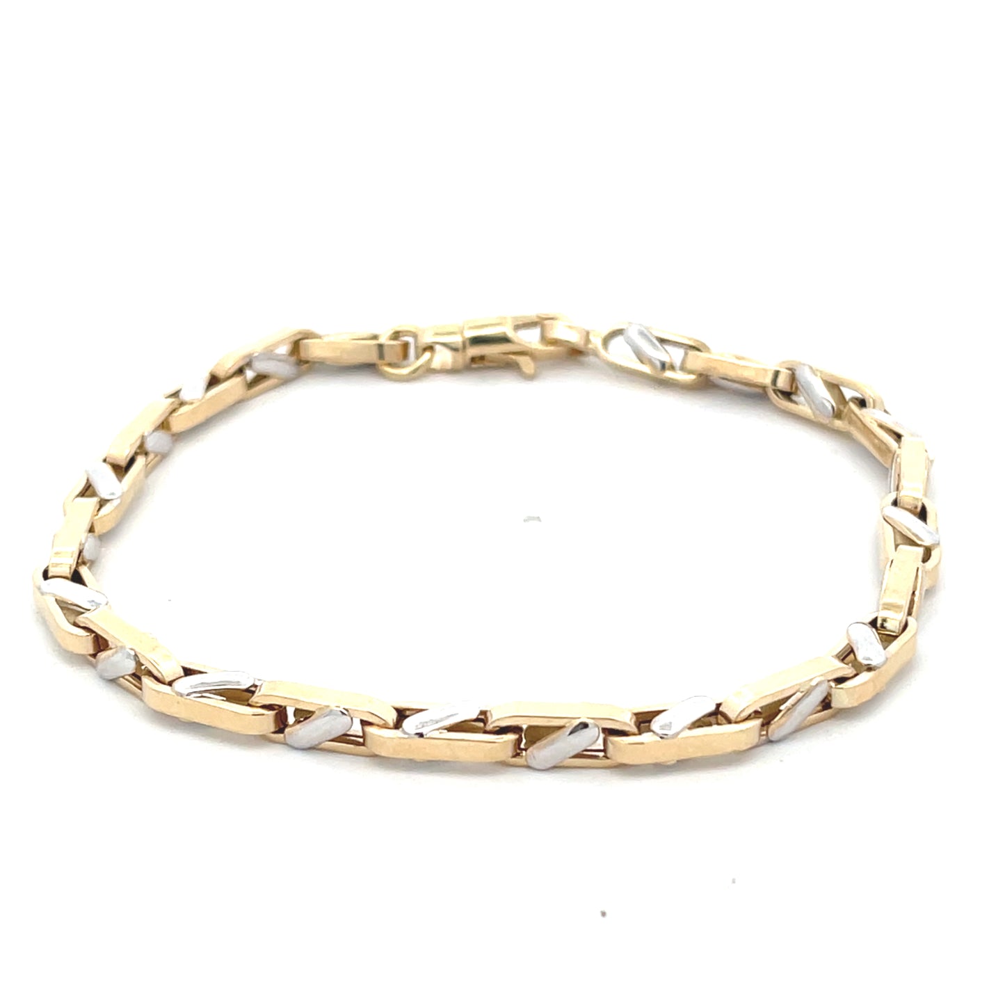 14K Gold Square Link 2T Bracelet