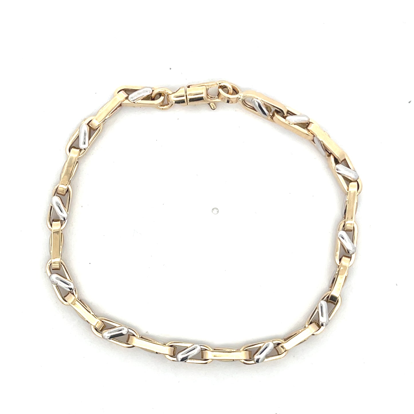 14K Gold Square Link 2T Bracelet