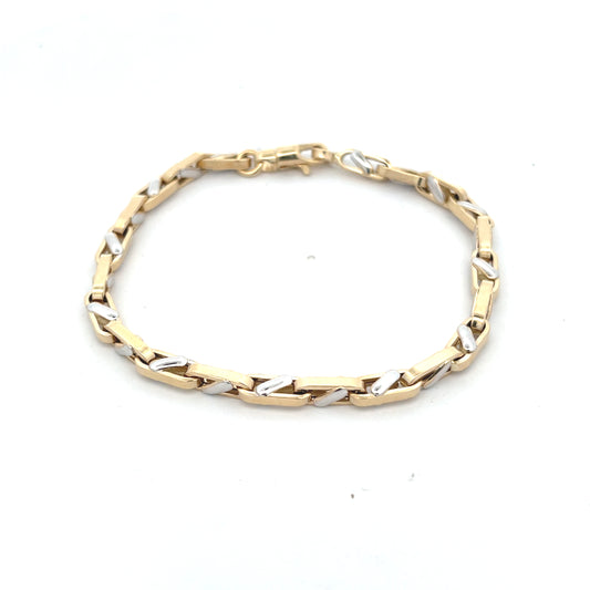 14K Gold Square Link 2T Bracelet