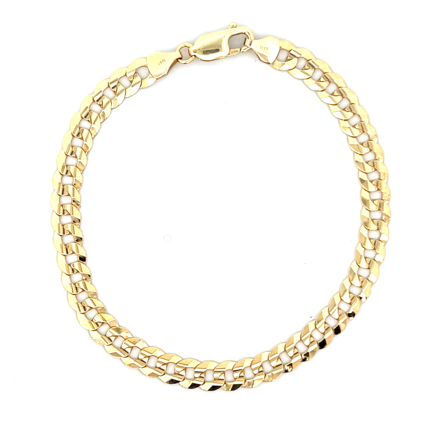 14k Gold Flat Solid Cuban Bracelet