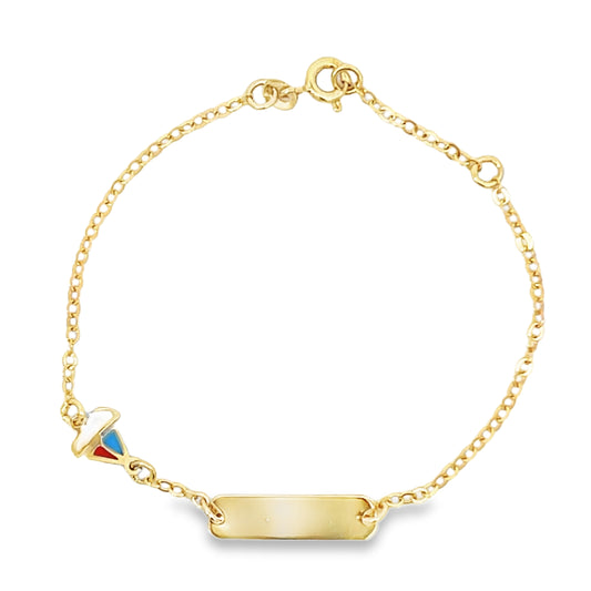 14K Gold Sail Boat  Baby Bracelet