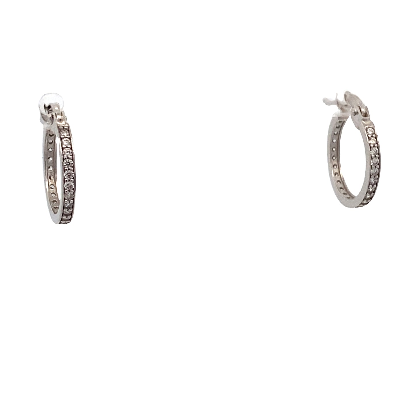 14K White Gold Hoops Earrings with CZ | Luby Gold Collection | Luby 